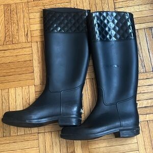 Black Quilted Rain Boots